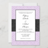 Invitation Magnétique Lavender Black Damask Mariage magnétique Invite (Recto)