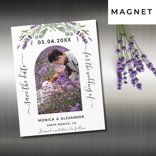 Invitation Magnétique Lavender eucalyptus photo mariage enregistrer la d