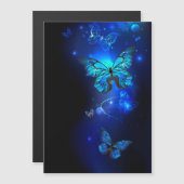 Invitation Magnétique Le papillon morpho dans l'Arrière - plan sombre (Devant / Derrière)