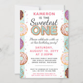 Invitation Magnétique LE PLUS DOUX Bleu beignets glacés Bébé Premier ann (Recto)