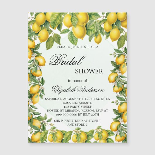 Invitation Magnétique Lémons nuptiale citrons verdure luxe (Devant)