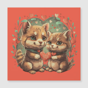 Invitation Magnétique Les animaux de la Saint-Valentin amoureux