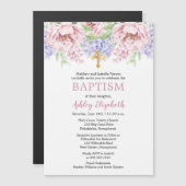 Invitation Magnétique Les pivoines | Hydrangée Aquarelle Baptême Floral (Devant / Derrière)