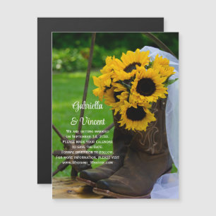 Invitation Magnétique Les tournesols et les bottes de cow-boy sauvent la