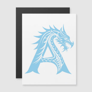 Invitation Magnétique Lettre A de style dragon, alphabet du dragon, mono
