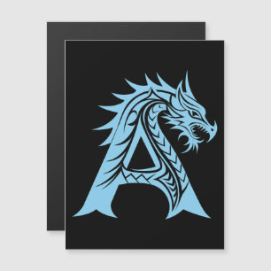 Invitation Magnétique Lettre A de style dragon, alphabet du dragon, mono