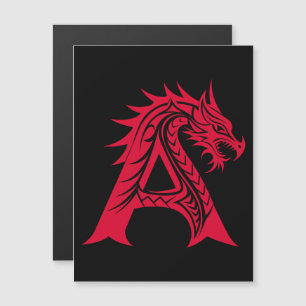 Invitation Magnétique Lettre A de style dragon, alphabet du dragon, mono