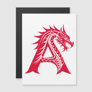Invitation Magnétique Lettre A de style dragon, alphabet du dragon, mono
