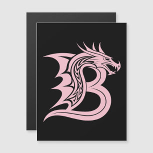 Invitation Magnétique Lettre B de style dragon, alphabet du dragon, mono