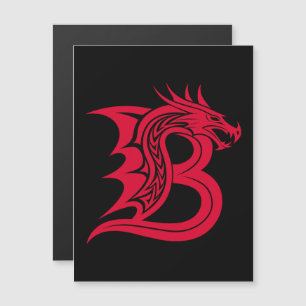 Invitation Magnétique Lettre B de style dragon, alphabet du dragon, mono