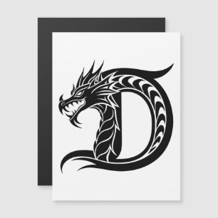 Invitation Magnétique Lettre D de style dragon, Alphabet Dragon, Monogra
