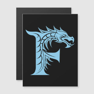 Invitation Magnétique Lettre F de style dragon, alphabet du dragon, mono