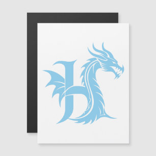 Invitation Magnétique Lettre H de style dragon, alphabet du dragon, mono