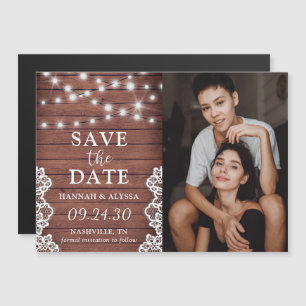 Invitation Magnétique LGBTQ Lumières Rustiques Photo Magnétique