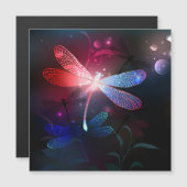 Invitation Magnétique libellule rouge brillante (Devant / Derrière)