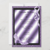 Invitation Magnétique Lilac Glittery Stiletto & Streamers 40e anniversai (Recto)