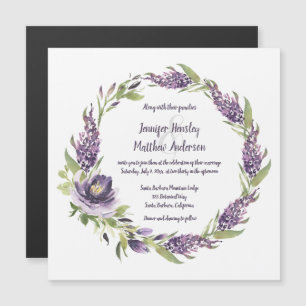 Invitation Magnétique Lilacs et pivoines violettes Mariage de couronne d