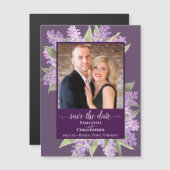 Invitation Magnétique Lilacs rustiques & Photo Mariage violet Enregistre (Devant / Derrière)
