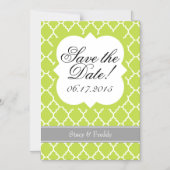 Invitation Magnétique Lime Green White Quatrefoil Enregistrer l'aimant D (Recto)