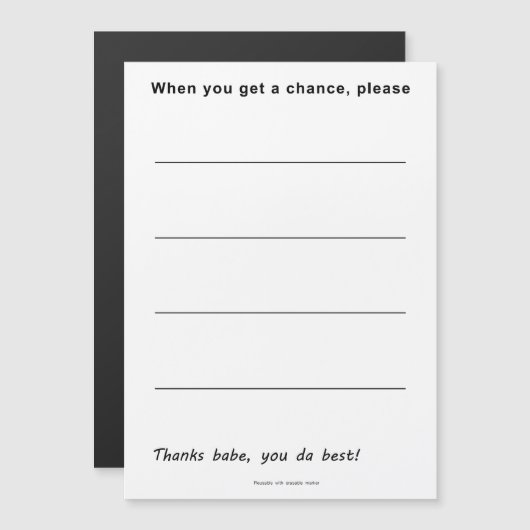 Invitation Magnétique Liste des tâches (Devant / Derrière)