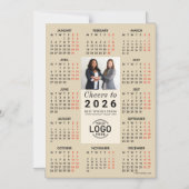 Invitation Magnétique Logo Photo Beige Calendar 2026 Magnetic Card (Recto)