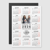 Invitation Magnétique Logo Photo Info White Calendar 2026 Magnetic Card (Devant / Derrière)