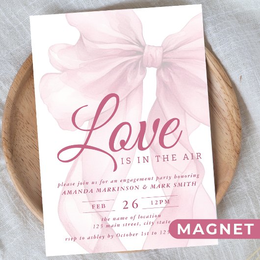 Invitation Magnétique Love Is In The Air Bow Mauve Engagement Party