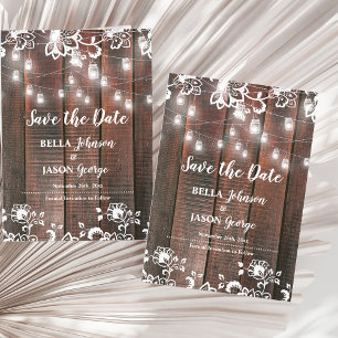 Invitation Magnétique Lumières de ficelle en dentelle rustique Mariage É