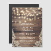 Invitation Magnétique Lumières rustiques en bois et cordes | Fête des ma (Devant / Derrière)