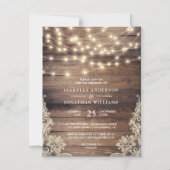 Invitation Magnétique Lumières rustiques en bois et cordes | Mariage de  (Recto)