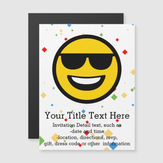 Invitation Magnétique Lunettes de soleil cool Emoji (Devant / Derrière)