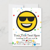Invitation Magnétique Lunettes de soleil cool Emoji (Recto)