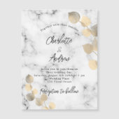 Invitation Magnétique luxe doré en marbre d'eucalyptus mariage (Devant)