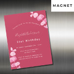 Invitation Magnétique Magenta blanc eucalyptus luxe<br><div class="desc">Un arrière - plan magenta,  décoré de tiges d'eucalyptus,  sprigs. Personnalisez et ajoutez un nom,  un âge et des détails de la fête.</div>