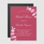 Invitation Magnétique Magenta blanc eucalyptus luxe nuptiale douche (Devant / Derrière)