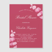 Invitation Magnétique Magenta blanc eucalyptus luxe nuptiale douche (Devant)