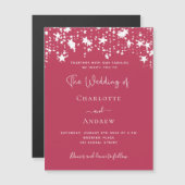 Invitation Magnétique Magenta étoiles mariage de luxe (Devant / Derrière)