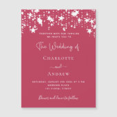 Invitation Magnétique Magenta étoiles mariage de luxe (Devant)