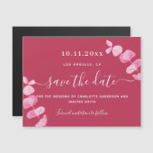 Invitation Magnétique Magenta eucalyptus mariage enregistrer la date aim (Devant / Derrière)