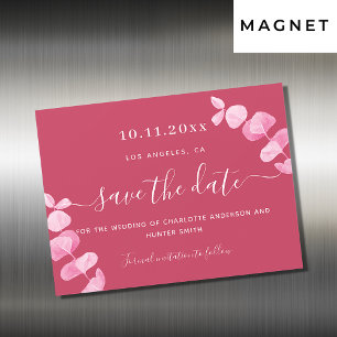 Invitation Magnétique Magenta eucalyptus mariage enregistrer la date aim