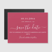 Invitation Magnétique Magenta mariage blanc enregistrer l'aimant date (Devant / Derrière)