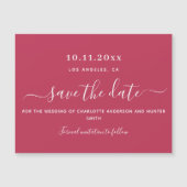 Invitation Magnétique Magenta mariage blanc enregistrer l'aimant date (Devant)