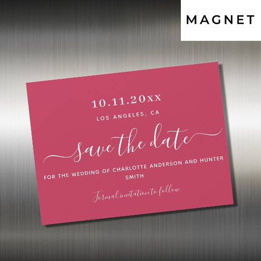 Invitation Magnétique Magenta mariage blanc enregistrer l'aimant date