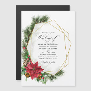 Invitation Magnétique Magnifique mariage géométrique de Noël à l'aquarel