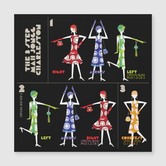 Invitation Magnétique Mah Jongg Charleston Aimant plat (Devant)