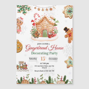 Invitation Magnétique Maison en pain d'épice décorer Noël de fête