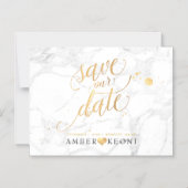 Invitation Magnétique Marbre PixDezines Économisez Notre Date/Faux Gold (Recto)