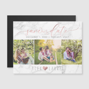 Invitation Magnétique Marbre PixDezines Sauvez notre Date/Faux Rose Gold