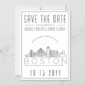 Invitation Magnétique Mariage à Boston | Silhouette stylisée | Enregistr (Recto)