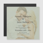 Invitation Magnétique Mariage à effet vellum minimaliste Sage Green Faux (Devant / Derrière)